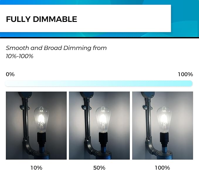 Hizashi Vintage LED Light Bulb Dimmable, 6W Equivalent 60W, 5000k Daylight - Image 2