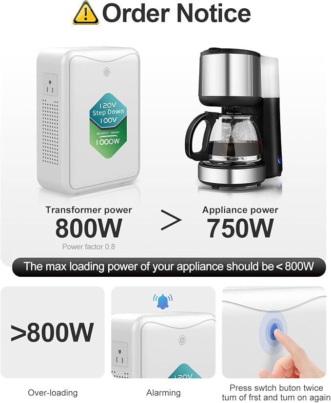 ZHENGXI 120v to 100v Voltage Converters Step Down Transformer 1000W, No Noise - Image 6