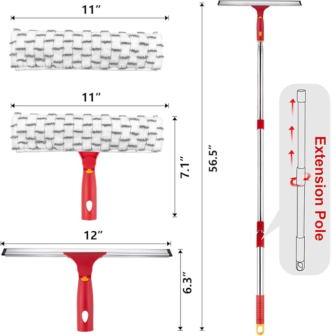 ITTAHO Squeegee for Window Cleaning, Extendable Window Cleaner for Car - Image 2