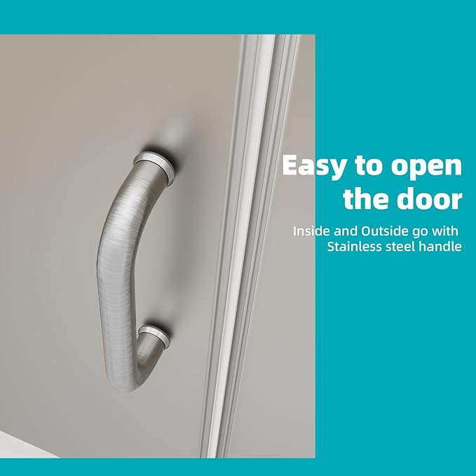 Pivot Swing Shower Door, Adjustable Width 58.9-60" W x 74" H Semi-Frameless - Image 6