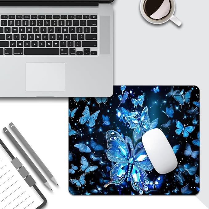 Blue Crystal Square Mouse pad, Waterproof, Anti Slip Rubber Base, Computer - Image 5