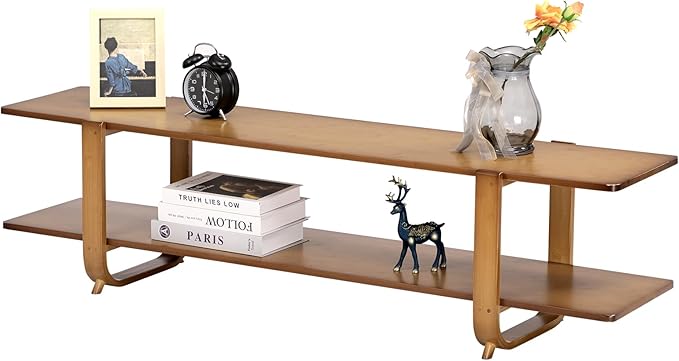 HollyHOME Bamboo TV Stand with Storage - Image 7