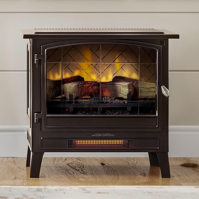 Country Living Infrared Freestanding Electric Fireplace Stove Heater in Bronze by CountryLivingHearth
