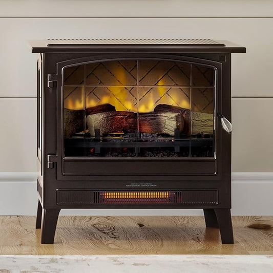 Country Living Infrared Freestanding Electric Fireplace Stove Heater in Bronze by CountryLivingHearth