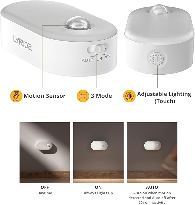 Lyridz Rechargeable Motion Sensor Night Light, Cool White LED Stick-on Closet - Image 3