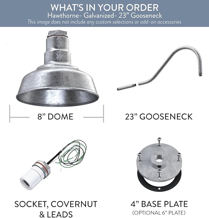 Steel Lighting Co. Hawthorne Barn Light | Outdoor Wall Mounted | 8 inch Dome | - Image 6