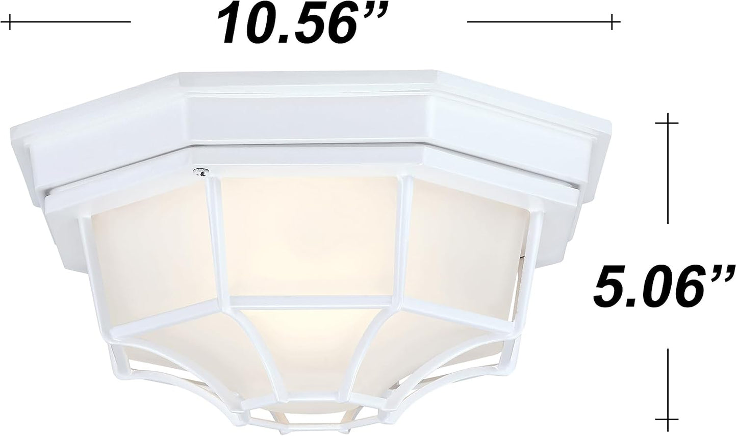 10.5” White LED Close to Ceiling Light for Basement Garage Light Octagonal White Mid-Century Modern Overhead Lights LED 2700K 3000K 3500K 4000K 5000K 10.5in Spider Web Lamp 17W,120V,850Lm-1050Lm