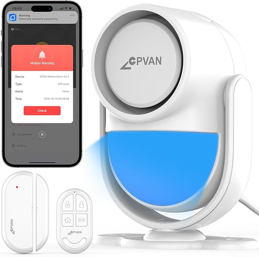 CPVAN WiFi Motion Sensor Alarm, 125dB Wireless DIY Smart PIR Motion Detector by CPVAN