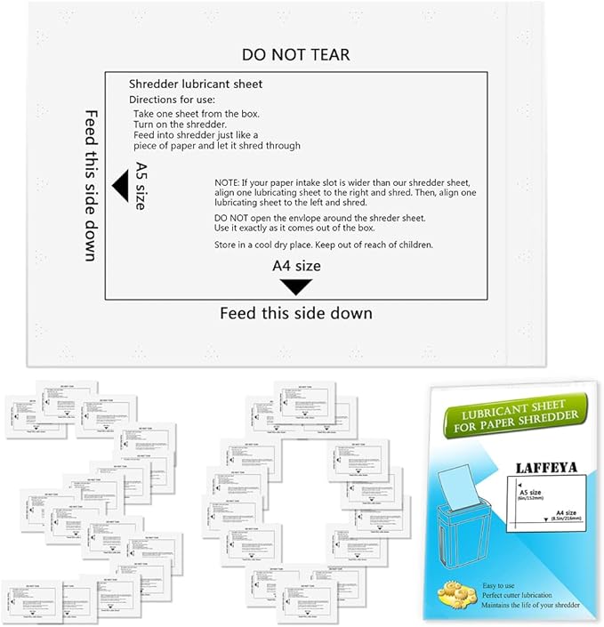 Laffeya Shredder Lubricant Sheets, Paper Shredder Sharpening, Shredder Cleaning by AddcolourtoyourlifeEASYLY