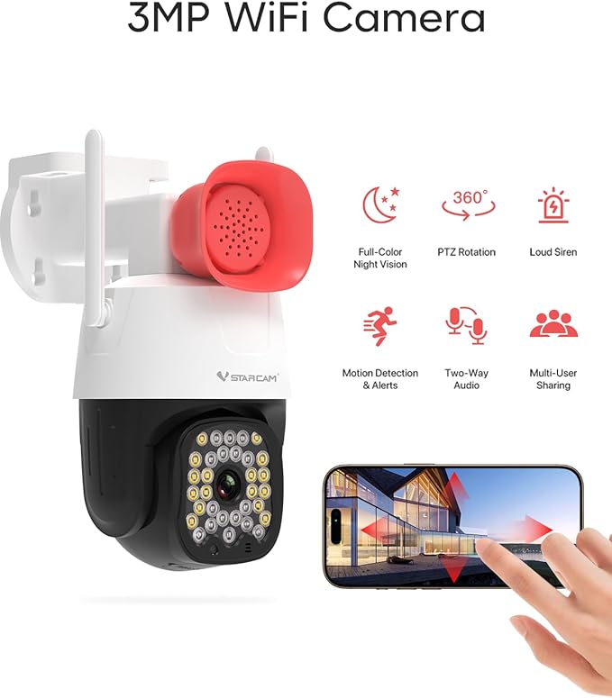 VSTARCAM 2K Smart Outdoor Surveillance Camera, AI Detection & Real-Time View - Image 2