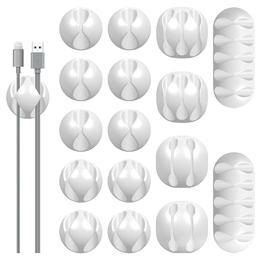 16Pack White Desk Cable Management, Adjustable Cord Organizer Cable Clips by Unknown