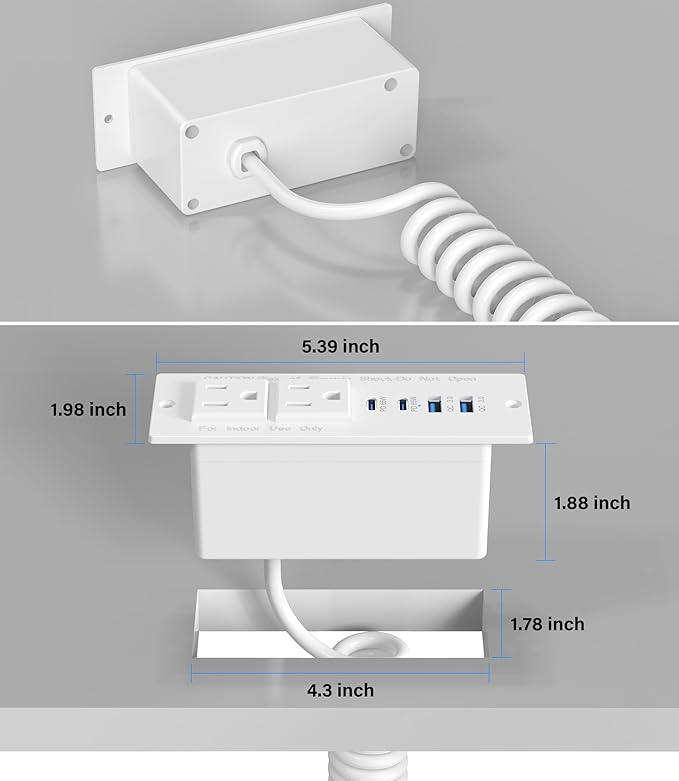 Recessed Power Strip USB C 65W Fast Charging Station, in Drawer Outlet - Image 7