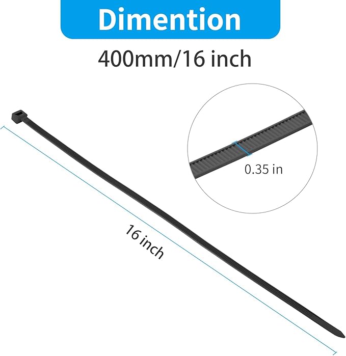 XINGO 16 Inch White Large Zip Ties Heavy Duty 500 Pack, 200 LBS Ultra Strong - Image 2