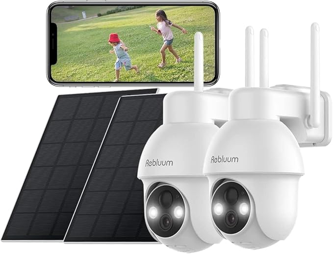 【2K】 Solar Security Cameras Outdoor Wireless, 2 Pack Outdoor Camera Wireless by RebluumSecurity