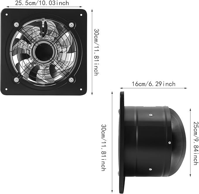 XUFOPLY 9.84 Inch Exhaust Fan, 110V 100W Wall Mounted Vent Fans 2600RPM Kitchen - Image 5