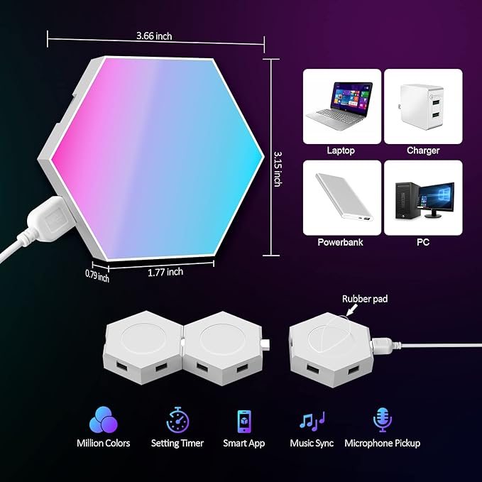 JIMIMORO 12-Pack Hexagon Light Panels – Smart RGB LED Wall Lights - Image 7