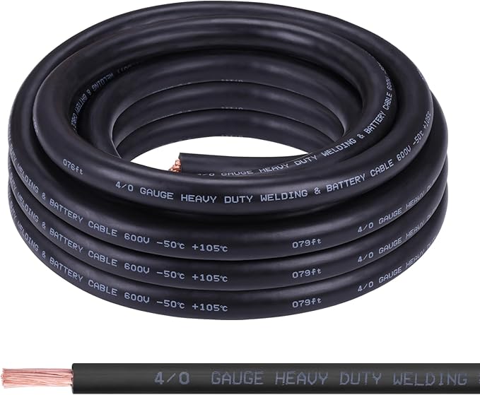 Shirbly 4/0 Gauge Battery Cable, 20FT Black 4/0 AWG Pure Copper Wire Welding by Shirbly