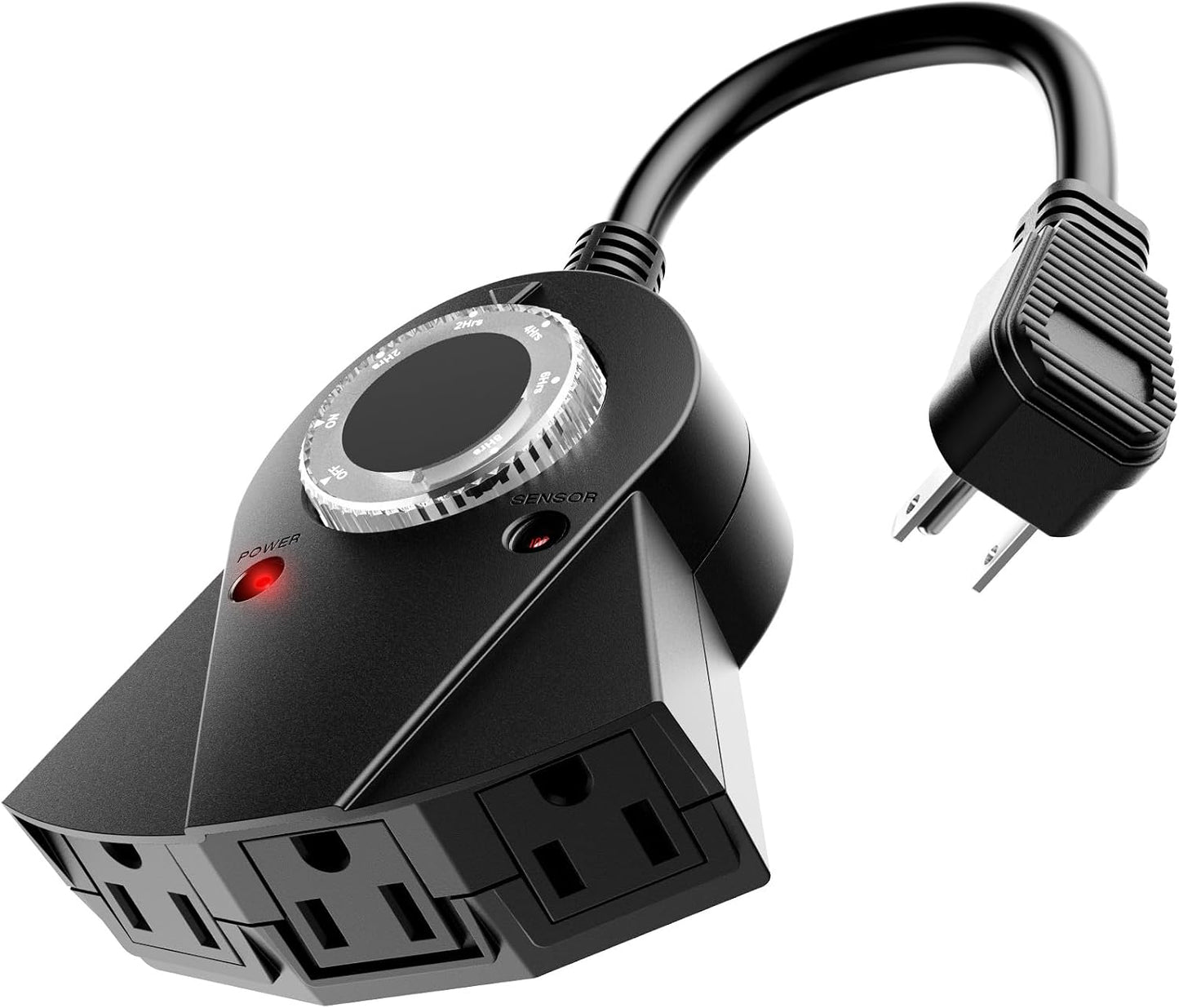 Minetom Outdoor Light Plug-in Timer, Heavy Duty Mechanical Timer Switch, 3 Grounded Electrical Outlets for Christmas Lighting Outdoor and Indoor, UL Listed, Black, 13 Amp