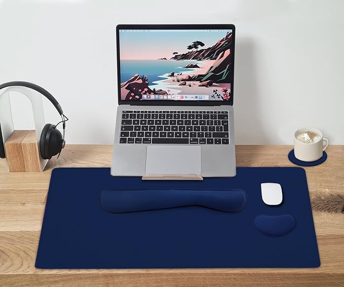 Large Keyboard Mouse Pad Set, Extended Mouse Pad+Keyboard Wrist Rest Support - Image 6