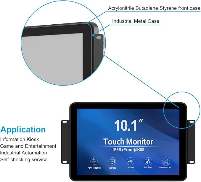 GreenTouch 10.1 inch 10 Points Front Waterproof Industrial Open Frame PCAP - Image 5