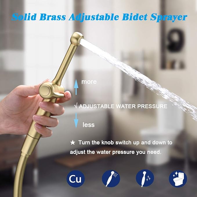 Handheld Bidet Toilet Sprayer, Brass Hand Held Bidet Attachment Cloth Diaper - Image 3