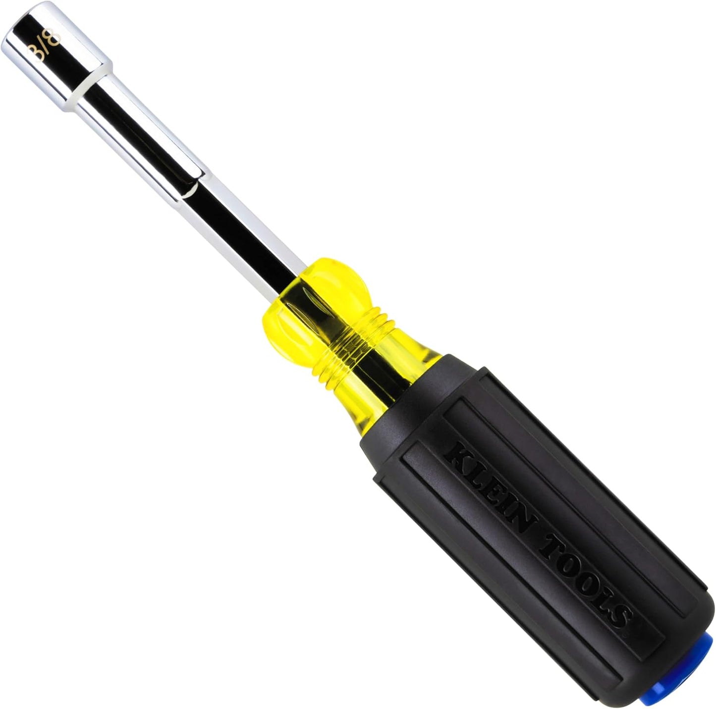 Klein Tools 65438 Heavy-Duty Hollow Shaft Nut Driver, Color-Coded 3/8-Inch Hex, Pass Through Design, 6-Point Socket, and Cushion-Grip Handle