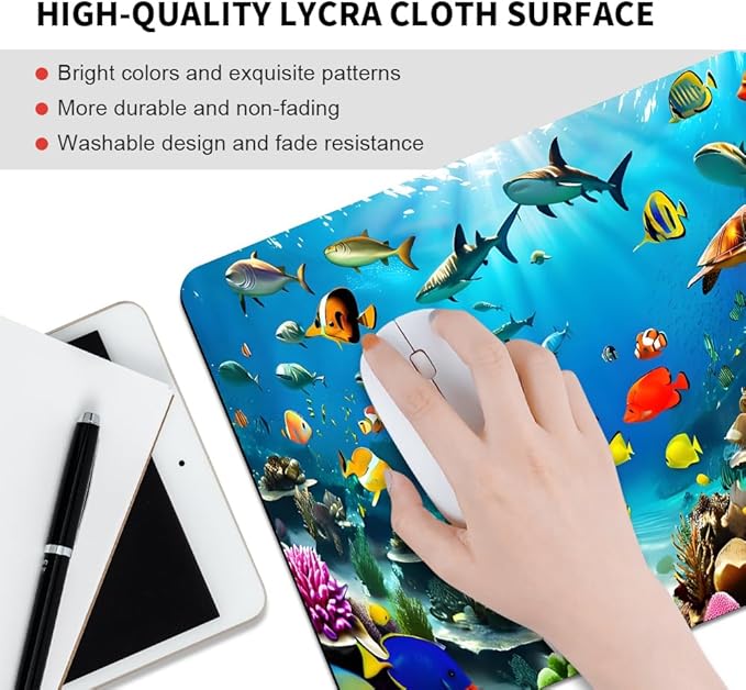 Underwater World of The Ocean Square Mouse pad, Waterproof, Anti Slip Rubber - Image 3