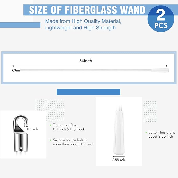 Bokon 2 Pieces White Fiberglass Blind Wand Vertical Blinds Stick Replacement - Image 2
