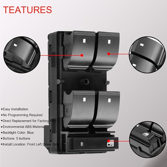Power Window Master Control Switch Front Left Driver Side fit - Image 5