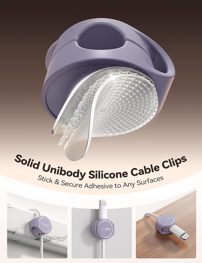 8-Pack Silicone Cord Organizer Magnetic Cable Clips, Adhesive Cable Management - Image 3