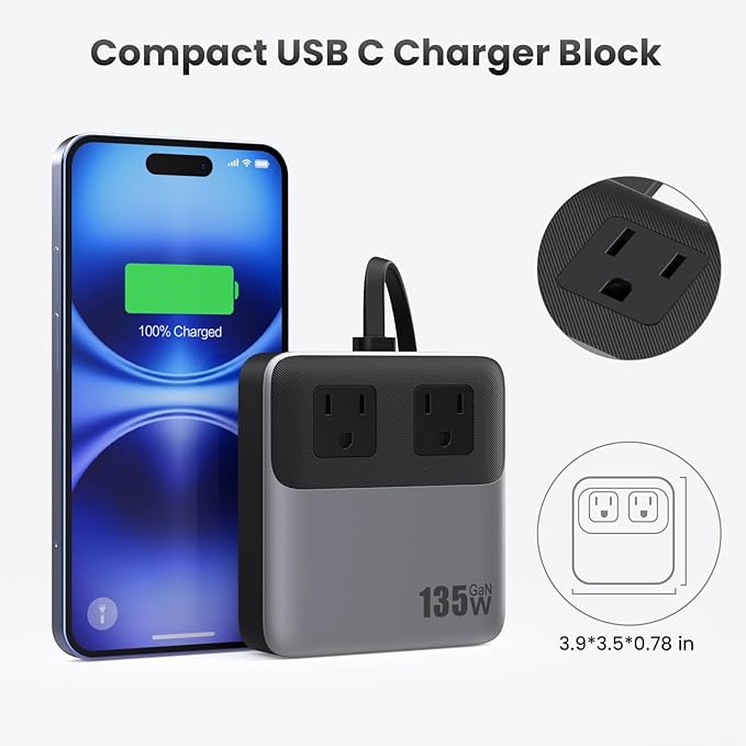 USB C Charger Block, 135W GaN Fast Charging Station Hub, 6-in-1 USB C Power - Image 7