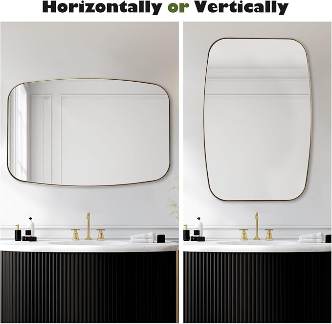Oval Mirrors for Bathroom, Brushed Gold Oblong Bathroom Wall Mounted Modern - Image 6