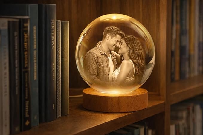 Herihues Personalized 3D Photo Crystal Ball, Custom Engraved Picture Lamp - Image 6