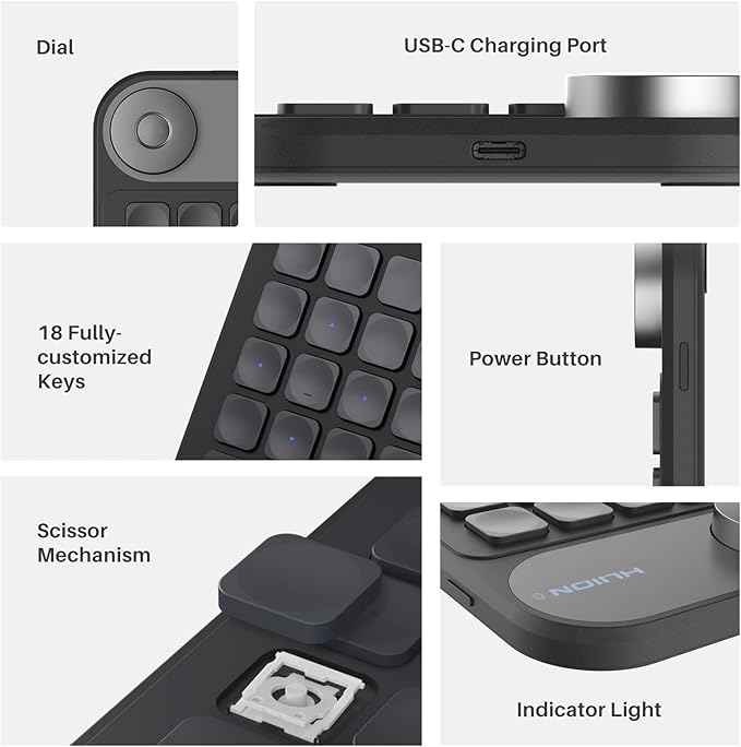 HUION Keydial Mini Bluetooth Programmable Keypad - Image 2