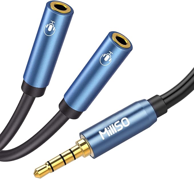 MillSO Headset Splitter for 2 TRRS Headphones or Mics 3 Feet 3.5mm Jack Adapter by MillSO