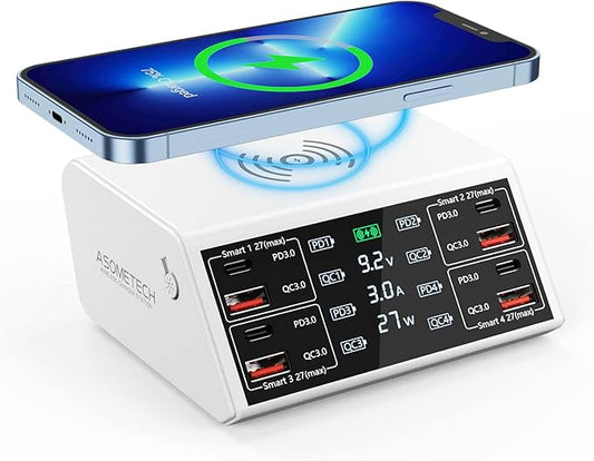 USB Charging Station, 100W 8-Port Charging Station by ASOMETECH
