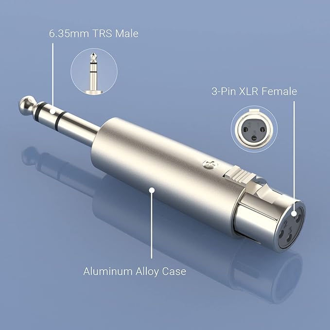 Cubilux Balance 1/4” Male to XLR Female Converter, XLR to 6.35mm TRS Stereo - Image 4
