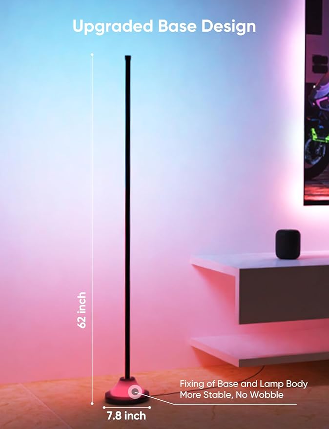 RGB&IC Smart Corner Floor Lamp – 20 W/1100 lm, 24‑Zone DIY & Music‑Sync LED - Image 2