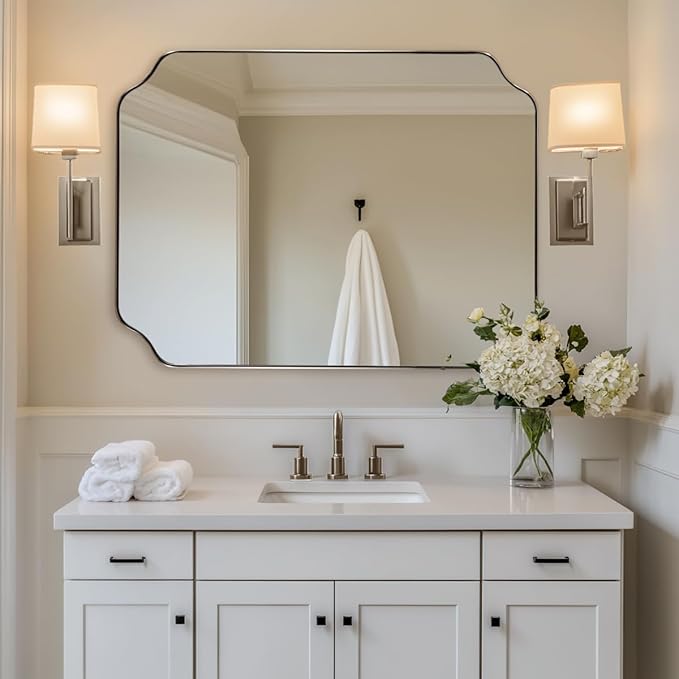 ANDY STAR Brushed Nickel Mirror 30x40 Inch, Rectangle Bathroom Mirror by ANDYSTAR