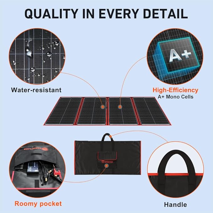 DOKIO 300W Portable Foldable Solar Panel Kit, - Image 4