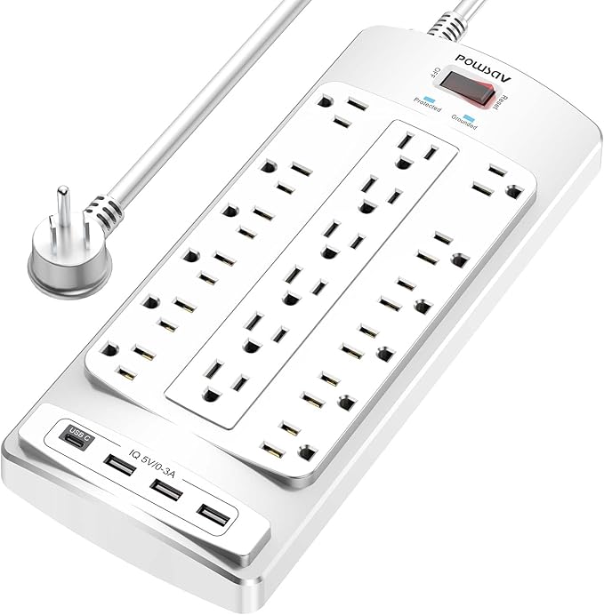 18 Outlets Surge Protector Power Strip by POWSAV