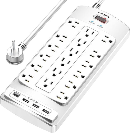18 Outlets Surge Protector Power Strip by POWSAV