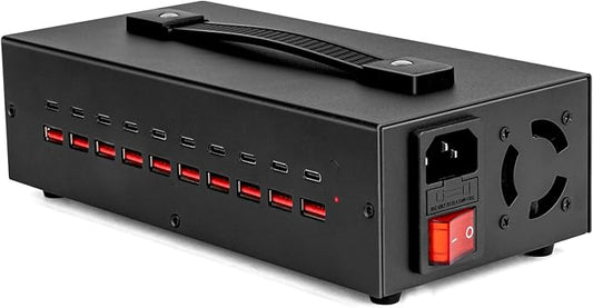 Portable USB~C Charger Block, 200W 20 Port Home Fast Charging Station by MIXILIN