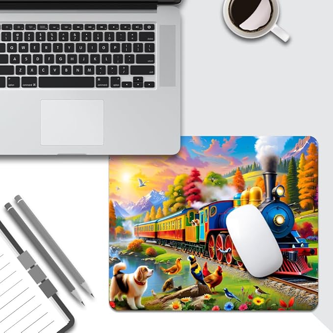 Train Square Mouse pad, Waterproof, Anti Slip Rubber Base, Computer Mouse pad - Image 5