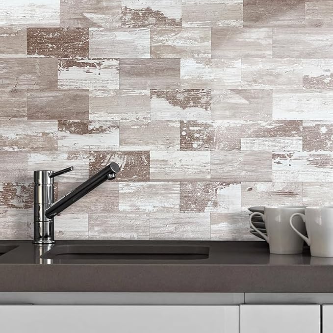 AULIGET 100 Piece Peel and Stick Backsplash PVC Tile, 3 Inch x 6 Inch Brown - Image 4