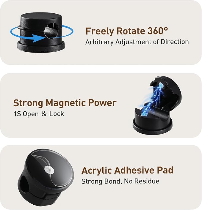 AGPTEK 8 Pack Magnetic Cable Clips, Upgraded 360° Rotatable Cord Holder Clips - Image 2