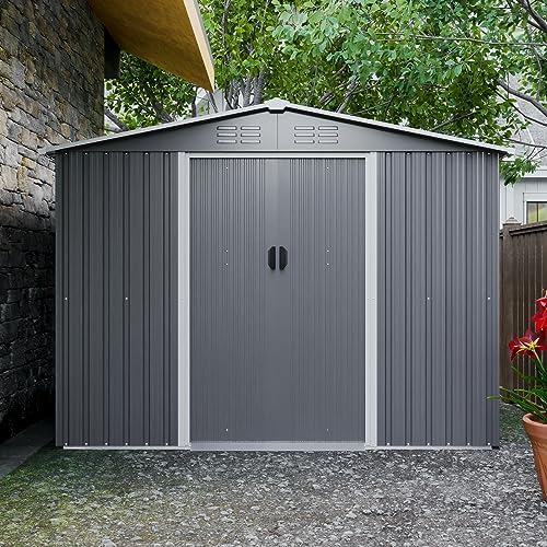yopto 8x6 ft outdoor storage shed with roof,waterproof, close-up detail