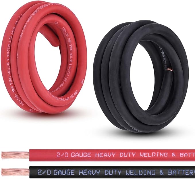 Shirbly 2/0 Gauge Battery Cable, 10FT Red + 10FT Black 2/0 AWG Pure Copper Wire by Shirbly