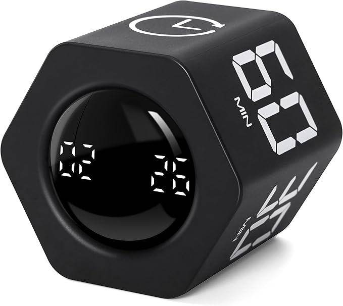 Productivity Timer 1, 60 Minutes Preset, Desk Cube Timer by Exlliy