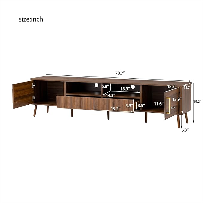 Merax Mid Century 78" TV Stand, Modern Entertainment Center - Image 2